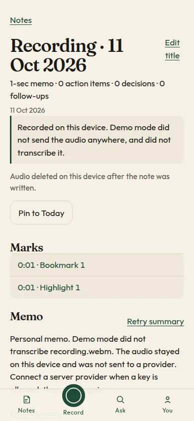 The finished note