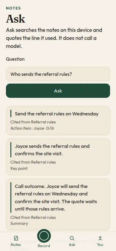 Ask, with quoted answers
