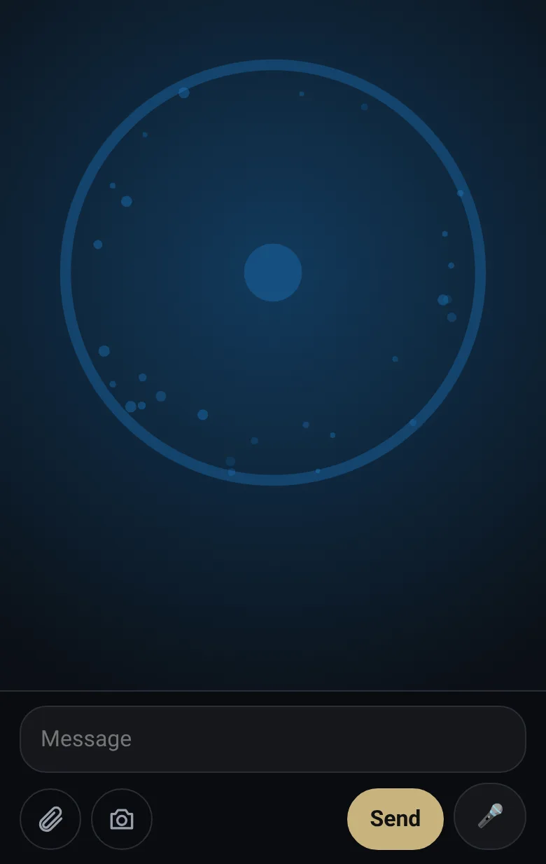 The talk screen, with the HUD visual on